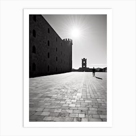 Avila, Spain, Black And White Analogue Photography 4 Art Print