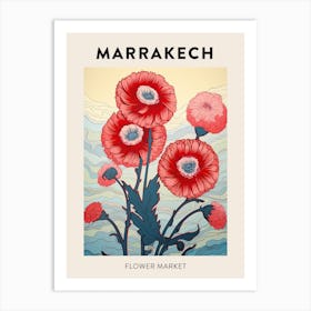 Marrakech Morocco Botanical Flower Market Poster Art Print