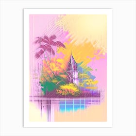 Ilot Gabriel Mauritius Watercolour Pastel Tropical Destination Art Print