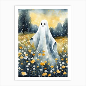 Sheet Ghost In A Field Of Flowers Painting (34) Art Print