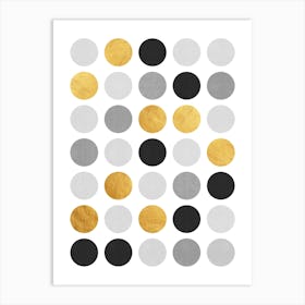 Gold and black circles Art Print