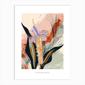 Colourful Flower Illustration Poster Fountain Grass 1 Art Print