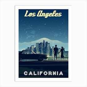 Los Angeles, California — Retro travel minimalist poster Art Print