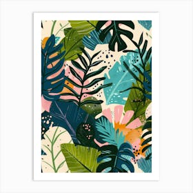 Tropical Leaves Seamless Pattern 4 Art Print