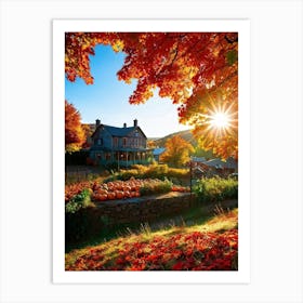 Autumnal Landscape Enhanced Saturation Leaves In Mid Fall Bright Sun Casting Dynamic Shadows Gli (1) Art Print