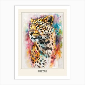 Leopard Colourful Watercolour 1 Poster Art Print