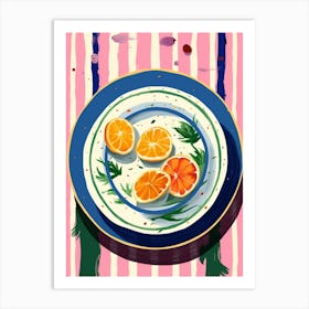 A Plate Of Peaches, Top View Food Illustration 1 Art Print