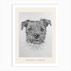 Border Terrier Dog Line Sketch 4 Poster Art Print