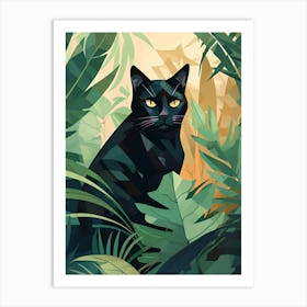 Black Cat In The Jungle Art Print