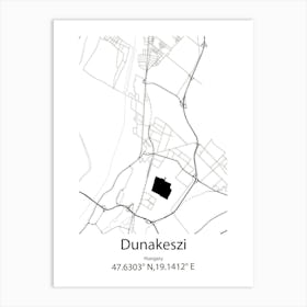 Dunakeszi,Hungary Minimalist Map Art Print