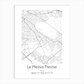 Le Plessis Trevise,France Minimalist Map Art Print