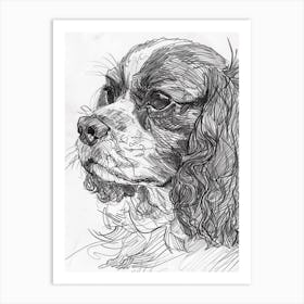 Cavalier King Charles Dog Line Sketch Dog Line Drawing Sketch 1 Art Print