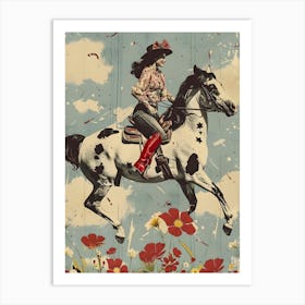 Cowgirl Riding A Horse Art Print