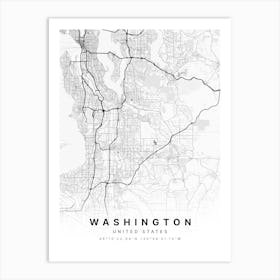 Washington Usa White Map Art Print