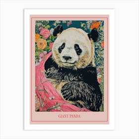 Floral Animal Painting Giant Panda 4 Poster Art Print