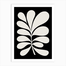 Minimal Abstract Matisse Leaf Cut-out - Black on White 1/2 1 Art Print