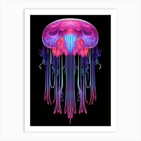 Mauve Stinger Jellyfish Neon Illustration 7 Art Print