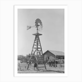 Windmill, Watering Trough And Barn On Sms Ranch Near Spur, Texas By Russell Lee Art Print