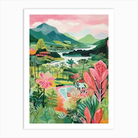 Lake Mountain View Travel Painting Housewarming Botanical Art Print