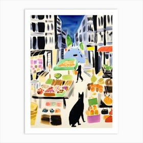 The Food Market In New York 2 Illustration Art Print