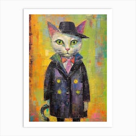 Cat Purrfect Portrait; Stylish Oil Strokes Art Print
