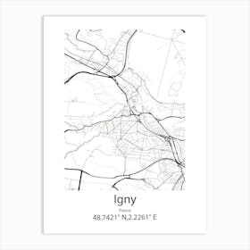 Igny,France Minimalist Map Art Print