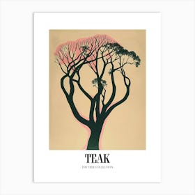 Teak Tree Colourful Illustration 4 Poster Art Print