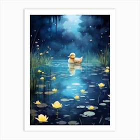 Duckling In The Moonlight 1 Art Print