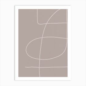 Taupe Minimal Linear 1 Art Print