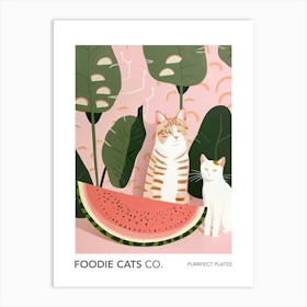 Foodie Cats Co Cats And Watermelon 3 Art Print