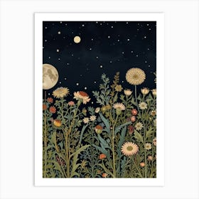 Moonlight In The Meadow Style William Morris Art Print Art Print