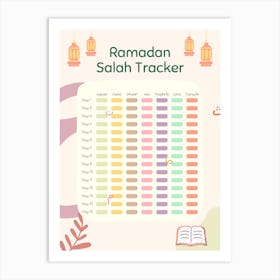 Yellow And Cream Simple Minimalist Ramadan Salah Tracker Flyer Art Print