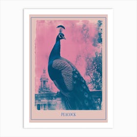 Peacock In A Palace Cyanotype Inspired 1 Poster Art Print
