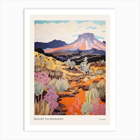 Mount Kilimanjaro Tanzania 4 Colourful Mountain Illustration Poster Art Print