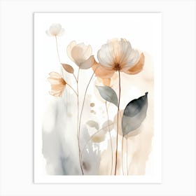 Watercolor abstract Flowers Art Print
