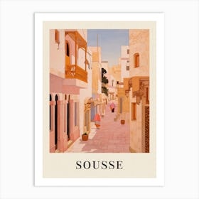 Sousse Tunisia 1 Vintage Pink Travel Illustration Poster Art Print