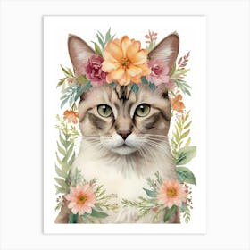 Balinese Javanese Cat With Flower Crown (7) Art Print