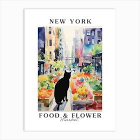 Food Market With Cats In New York 3 Poster Art Print