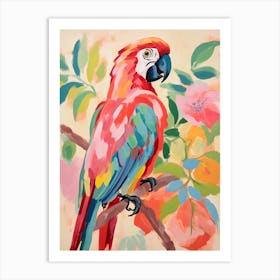 Pink Scandi Macaw 2 Art Print