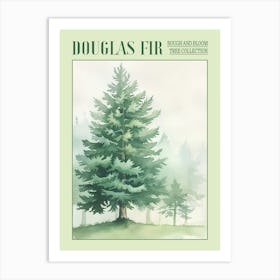 Douglas Fir Tree Atmospheric Watercolour Painting 3 Poster Art Print