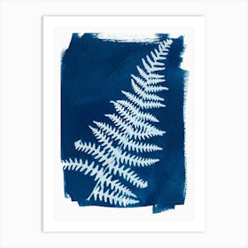 Fern Leaf Botanical Vintage Cyanotype Blue Art Print