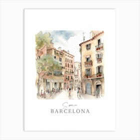 Spain, Barcelona Storybook 2 Travel Poster Watercolour Art Print