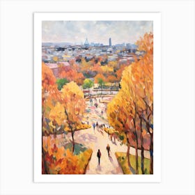 Autumn City Park Painting Montjuc Park Barcelona 2 Art Print