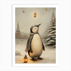 Penguin In The Snow Art Print