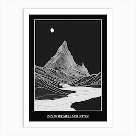 Ben More Mull Mountain Line Drawing 4 Poster Art Print