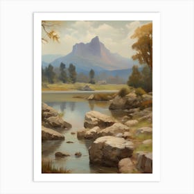 Forest Lake,Vintage Oil Painting,Farm Wall Decorations,Vintage Landscape,Vintage Landscape Oil Painting.2 Art Print