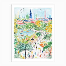 Bangkok, Dreamy Storybook Illustration 4 Art Print