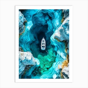 Boat In Ice Cave Art Print