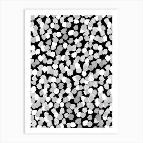 Abstract Grey, Black And White Brush Stroke Dots Art Print