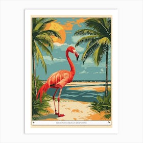 Greater Flamingo Flamingo Beach Bonaire Tropical Illustration 4 Poster Art Print